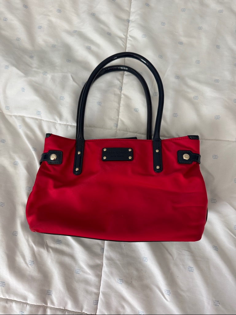 Kate Spade Red Nylon Tote With Black Trim - Women's Handbag